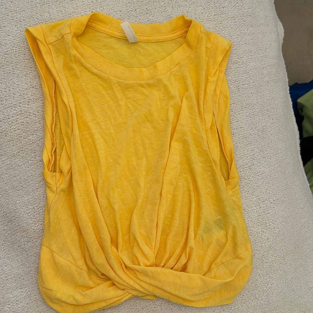 free people movement cute yellow tank with knot in front